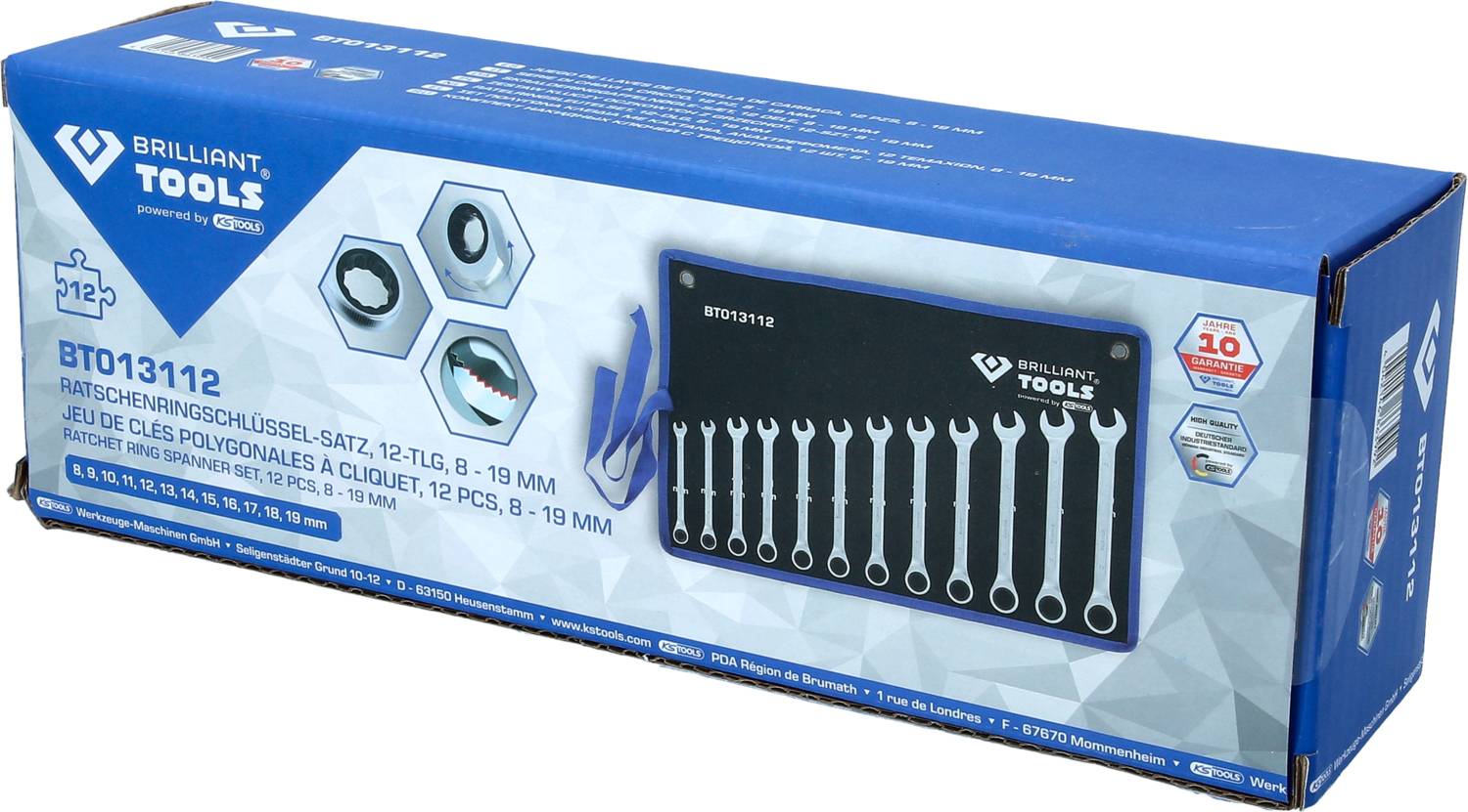 Brilliant Tools BT013112 BT013112 Ring-Ratschenschlüssel-Satz Schlüsselweite (Metrisch) 8 - 53 mm