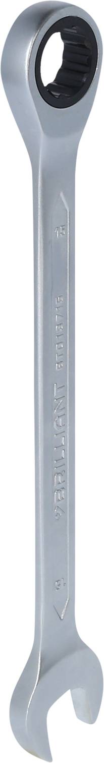 Ein Ringschlüssel aus Metall mit einer offenen und einer geschlossenen Seite.