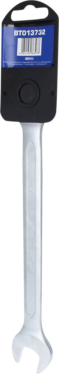 'BT013732' Schraubenschlüssel mit blauem Etikett am Griff.