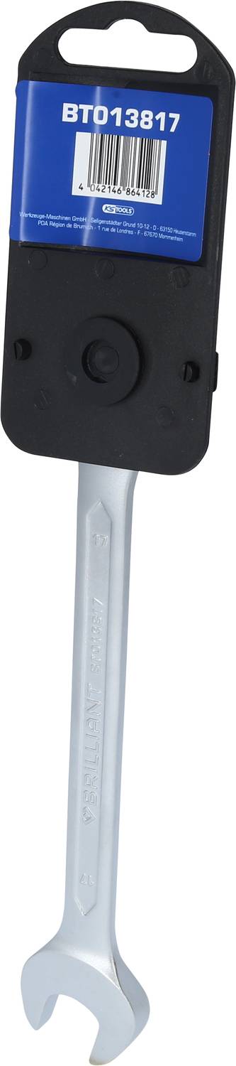 Maulschlüssel mit schwarzem Halter und blauem Etikett, auf dem 'BT013817' steht.