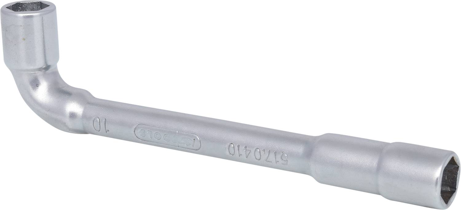 Ein silberner Winkelschraubenschlüssel.