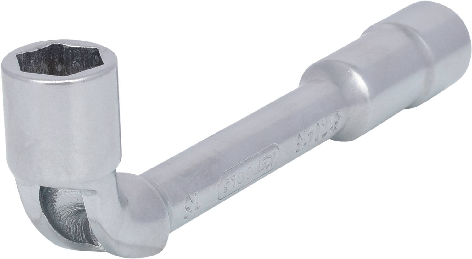 Steckschlüssel in T-Form aus Metall, verwendet zum Anziehen oder Lösen von Schrauben und Muttern.