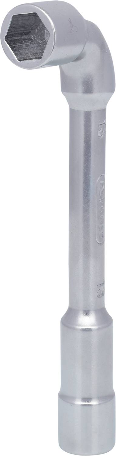 Sechskant-Schlüssel mit abgewinkeltem Griff aus Metall, dient zum Festziehen oder Lösen von Schrauben.