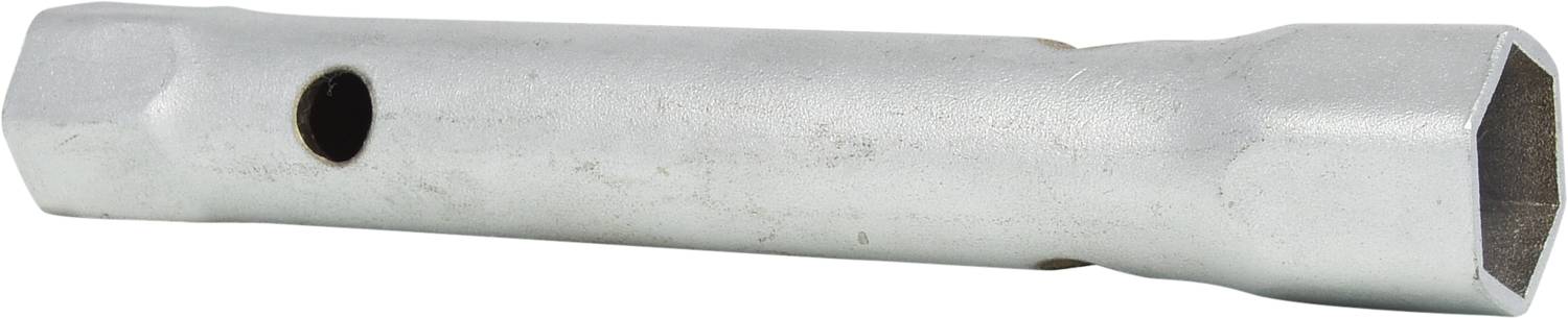 Ein silberner Sechskantschlüssel mit einem kreisförmigen Loch in der Mitte. Hauptsächlich zur Montage und Demontage von Schrauben verwendet.