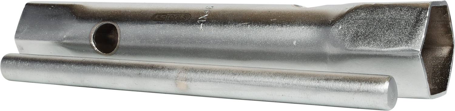 Metallischer Rohrschlüssel mit rundem Hebel, dient zum Festziehen oder Lösen von Muttern und Schrauben.