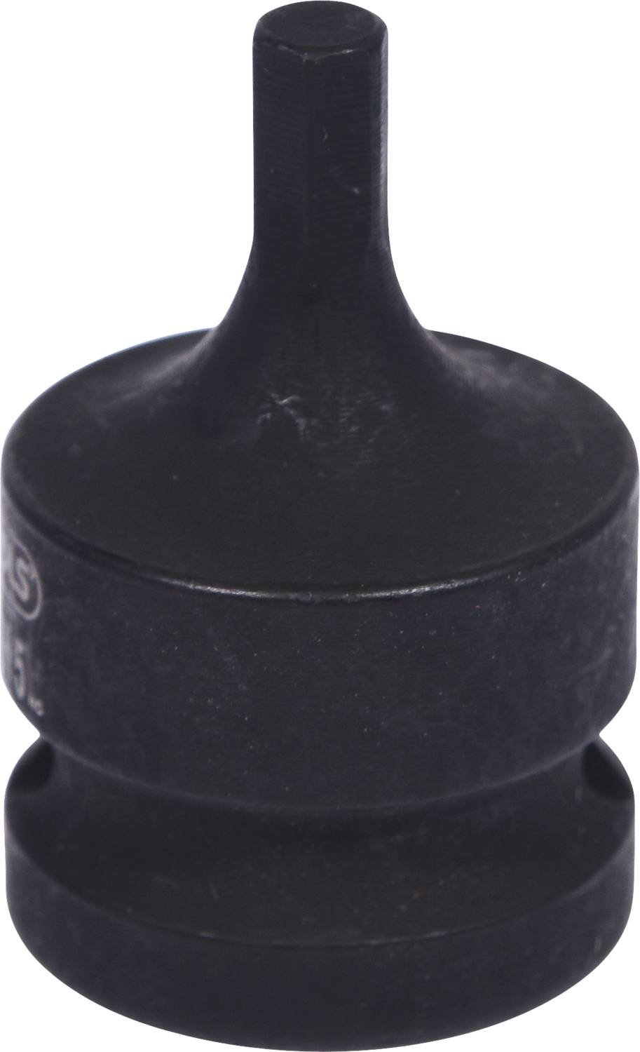 Schwarzes Plastikwerkzeug mit zylindrischem Körper und schmaler, konischer Spitze; verwendet für mechanische Anwendungen.