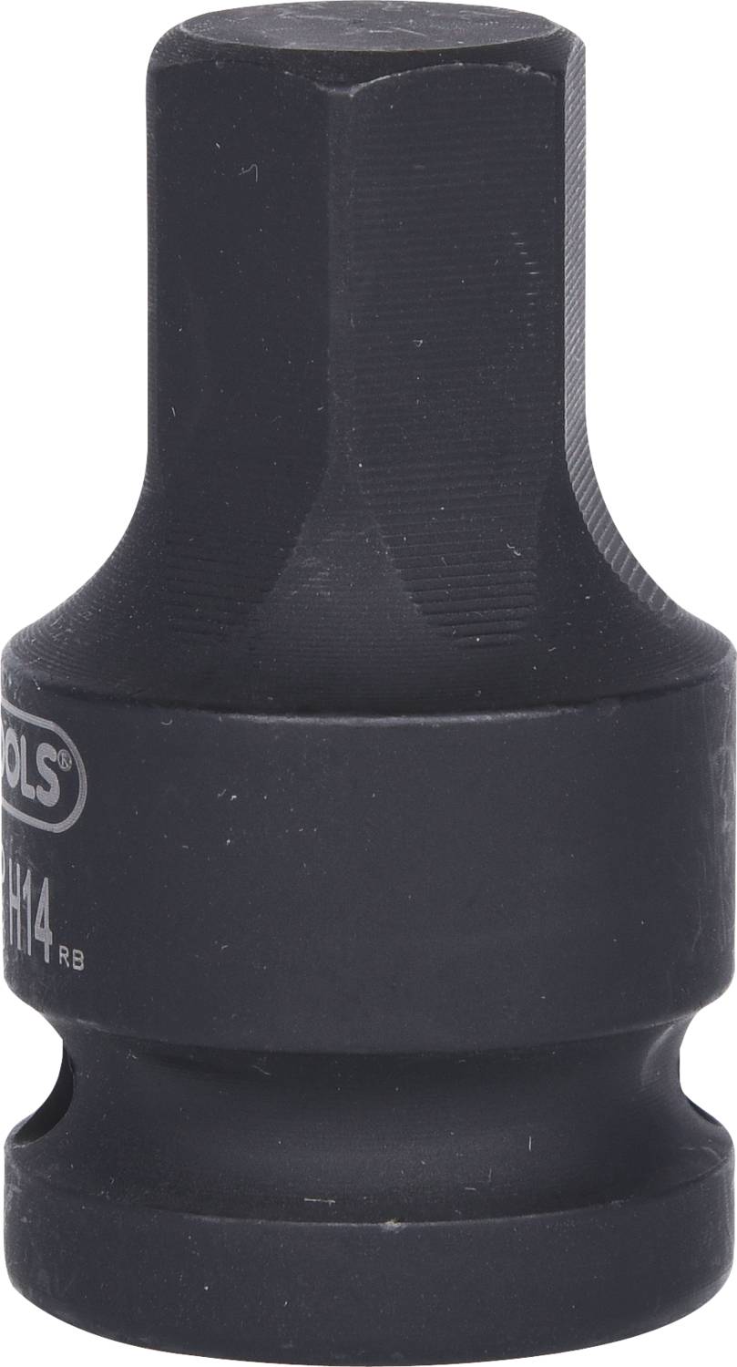 Steckschlüsseladapter aus Metall mit hexagonaler Obenfläche und runder Basis, geeignet für mechanische Anwendungen.