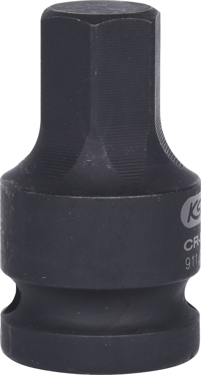 Stecknussadapter aus Metall mit sechseckiger Öffnung, geeignet für den Einsatz mit Schraubwerkzeugen.