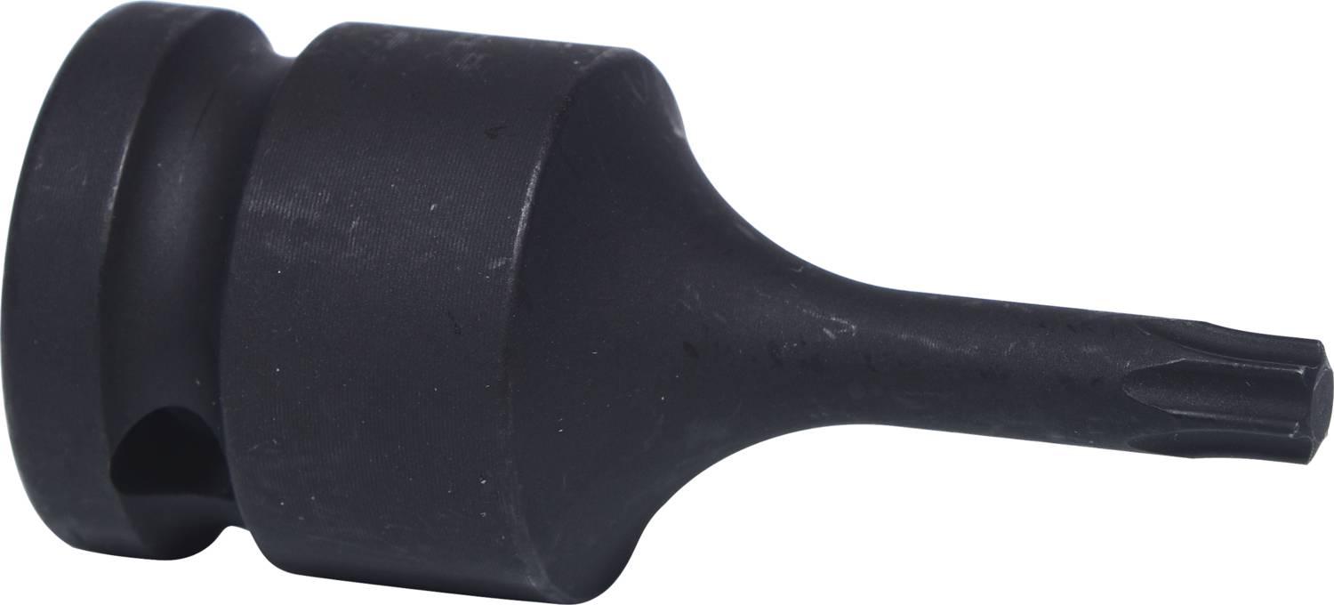Schwarzer Schraubendreheraufsatz in Torx-Form, geeignet für Maschinen- oder manuelle Nutzung, aus robustem Material.