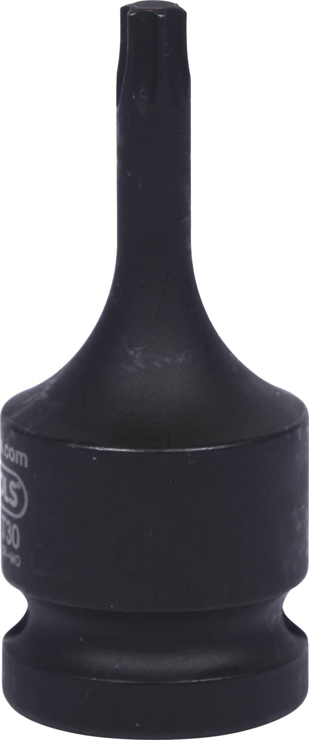 Ein schwarzer Torx-Schraubendreheraufsatz mit langem Schaft und rundem Griff. Eignet sich für Arbeiten mit speziellen Schrauben.