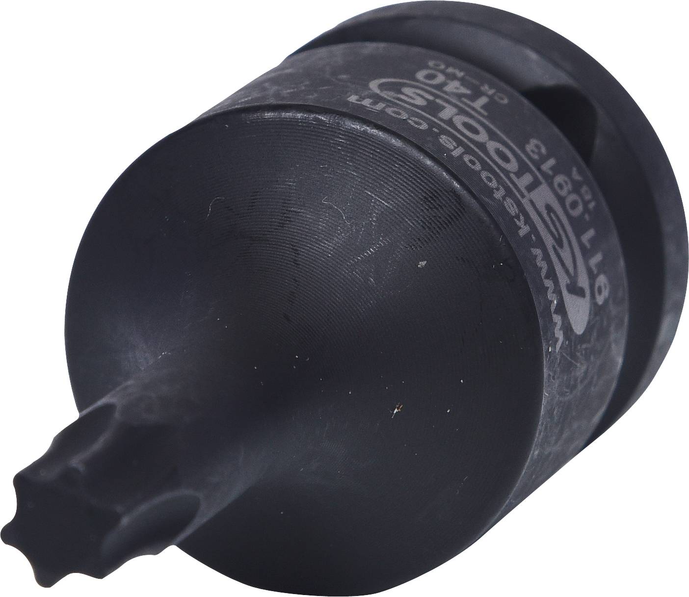 Ein schwarzer, zylindrischer Schraubendreherbit mit T40 Spitze; robustes Design für hohe Drehmomentanwendungen.