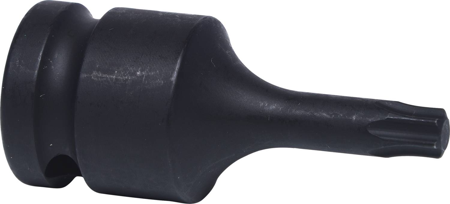 Ein schwarzer Schraubendrehereinsatz mit sechseckigem Kopf und zylindrischem Körper, geeignet für den Einsatz mit einem Akkuschrauber.