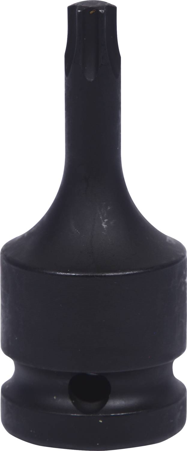 Ein schwarzer Steckschlüsselaufsatz mit einer sternförmigen Spitze, verwendet für spezielle Schrauben in mechanischen Anwendungen.