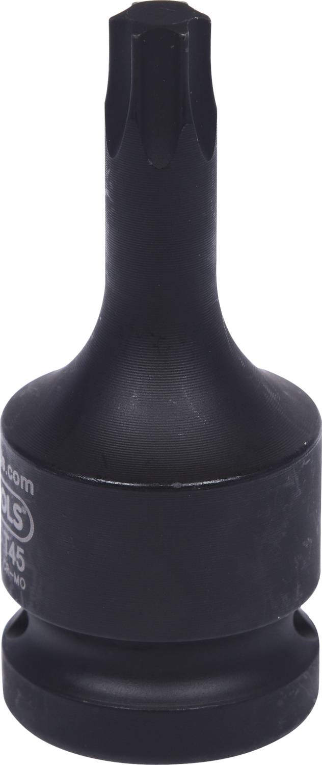 Ein schwarzer Torx-Schraubendreheraufsatz in Nahaufnahme, geeignet für T45-Schrauben.