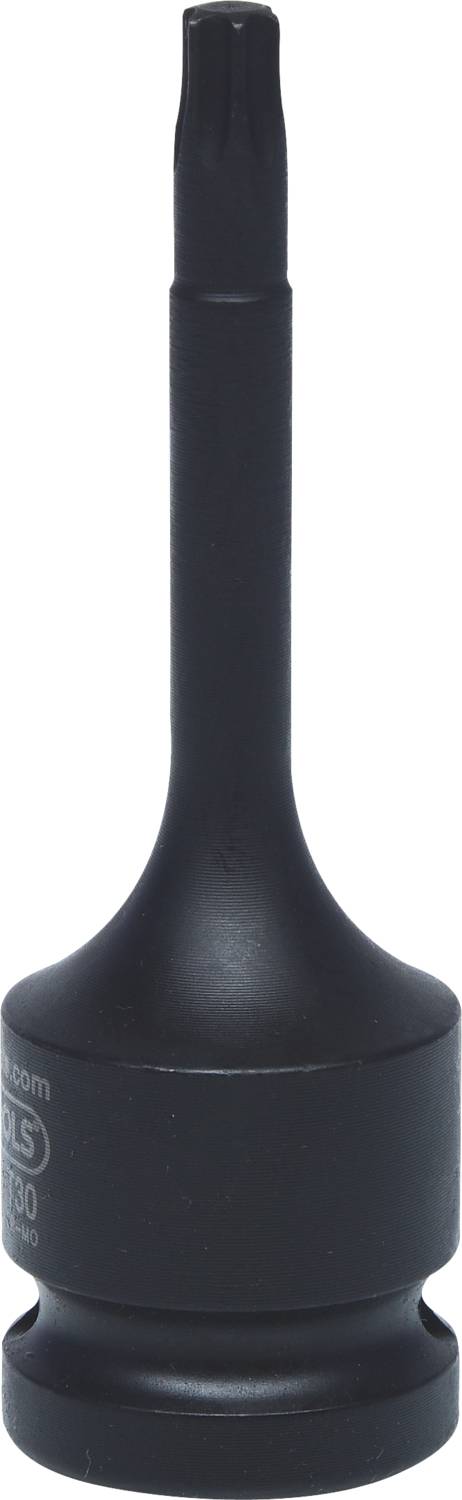 Schwarzer Schraubenkopfaufsatz mit langer Spitze und sternförmigem Ende, genutzt für bestimmte Typen von Schrauben.