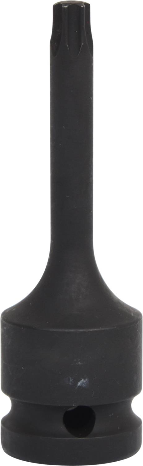 Schwarze Verzahnungseinstecknuss aus Metall, lang mit rundem Griff, geeignet für Schraubarbeiten, T25 Größe.