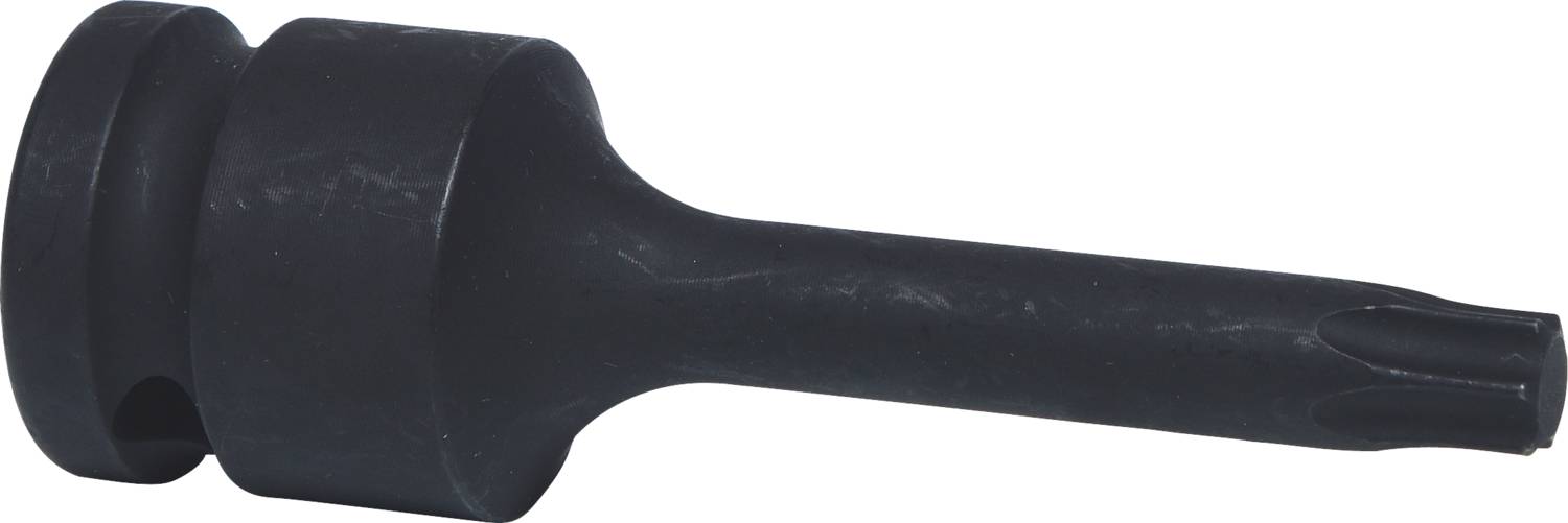 Schwarzer Metallbohrer, zylindrische Form mit geriffelter Spitze, wird in Bohrmaschinen verwendet.