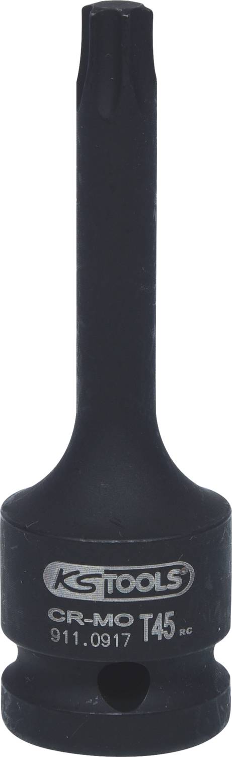 Langer schwarzer Torx-Bit von KS Tools, Modell CR-MO T45, Artikelnummer 911-0917.