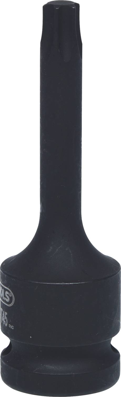 Schwarzer Steckschlüsselaufsatz mit langem Schaft, verwendet für Arbeiten an schwer zugänglichen Stellen bei der Fahrzeugwartung.