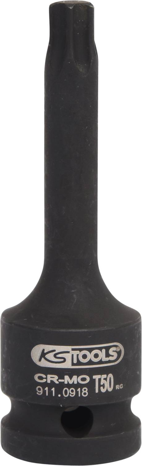 'Schlagschrauber BIT TORS T50; CR-MO; KS TOOLS.' Steckaufsatz mit sechskantigem Kopf und rundem Schaft.
