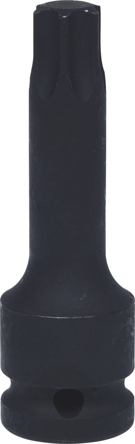Ein schwarzer Schraubendrehereinsatz mit sechsseitigem Kopf, geeignet für den Einsatz mit Schraubenschlüsseln oder Ratschenwerkzeugen.