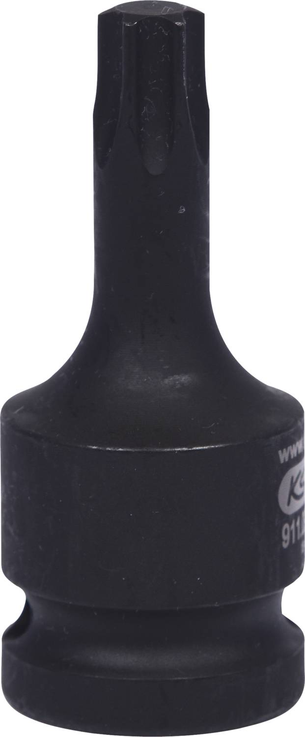 Ein schwarzer Schraubendrehereinsatz mit sechseckigem Schaft und sternförmiger Torx-Spitze, geeignet für mechanische Arbeiten.