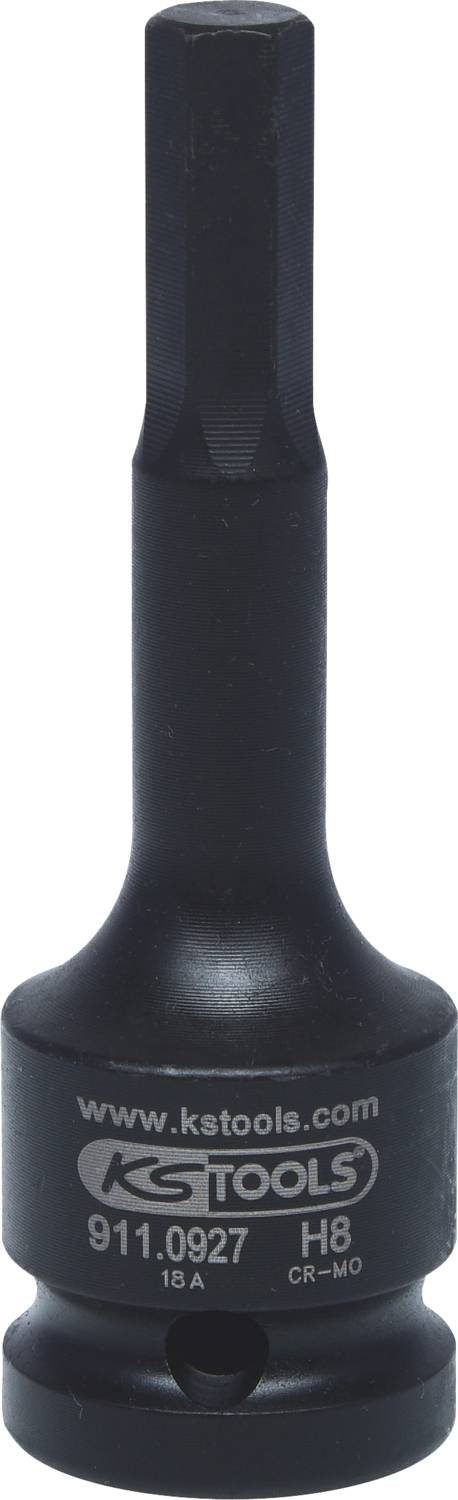 Bitschlüssel, Sechskant, schwarz, mit Aufschrift 'www.kstools.com', '911.0927', 'H8'.
