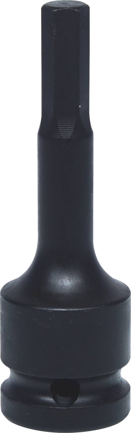 Schwarzer Steckschlüsselaufsatz mit hexagonalem Schaft, zur Verwendung mit einem Drehmomentschlüssel oder einer Ratsche.