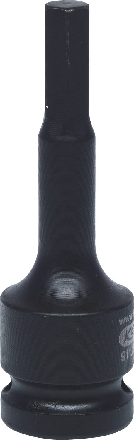 Schwarze Stecknuss mit Sechskantschlüsselkopf, verwendet für Arbeiten an Maschinen oder Fahrzeugen, kompatibel mit Schlagschraubern.