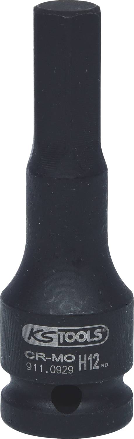 Ein schwarzer Steckschlüsseleinsatz von KS Tools mit der Aufschrift 'CR-MO H12' ist abgebildet.