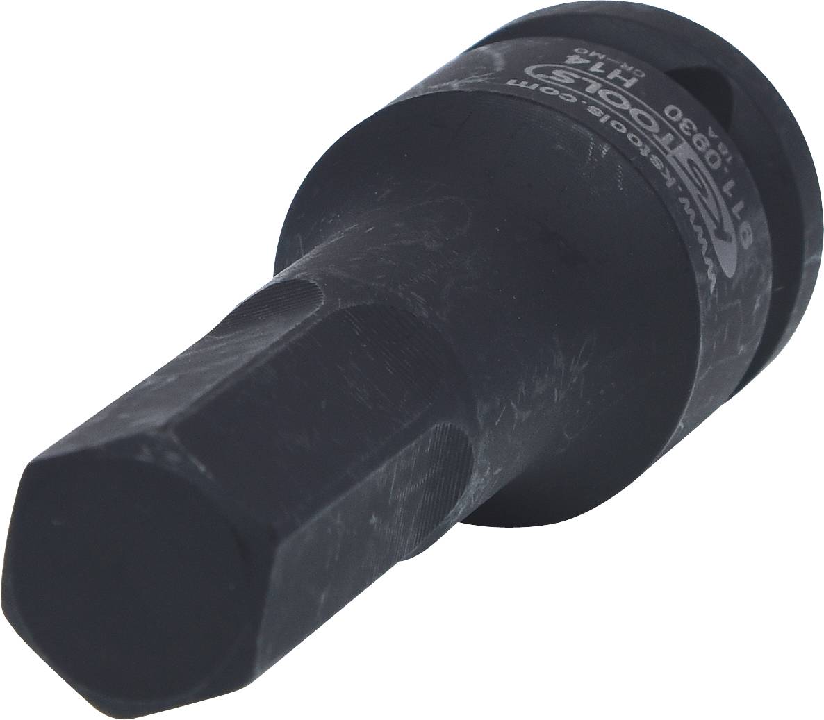 Schwarze Sechskant-Bit-Einsatz aus Stahl, geeignet für den Einsatz mit Schlagbohrmaschinen.