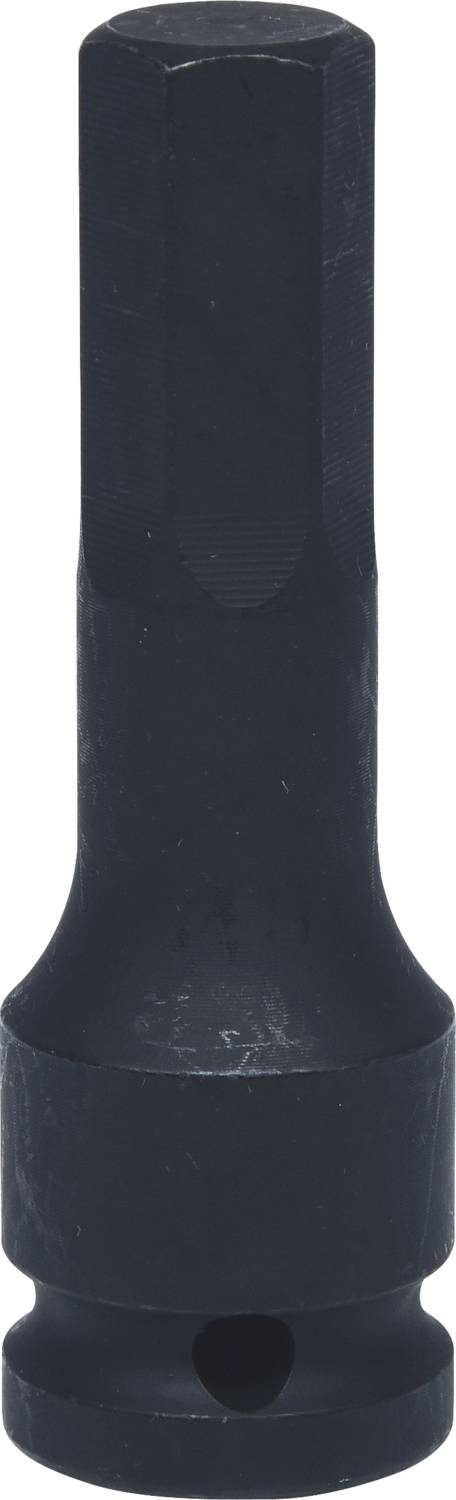 Schwarze, sechskantige Metallbuchse mit Klemmschlitzen; wird zum Befestigen oder Lösen von Steckschrauben verwendet.