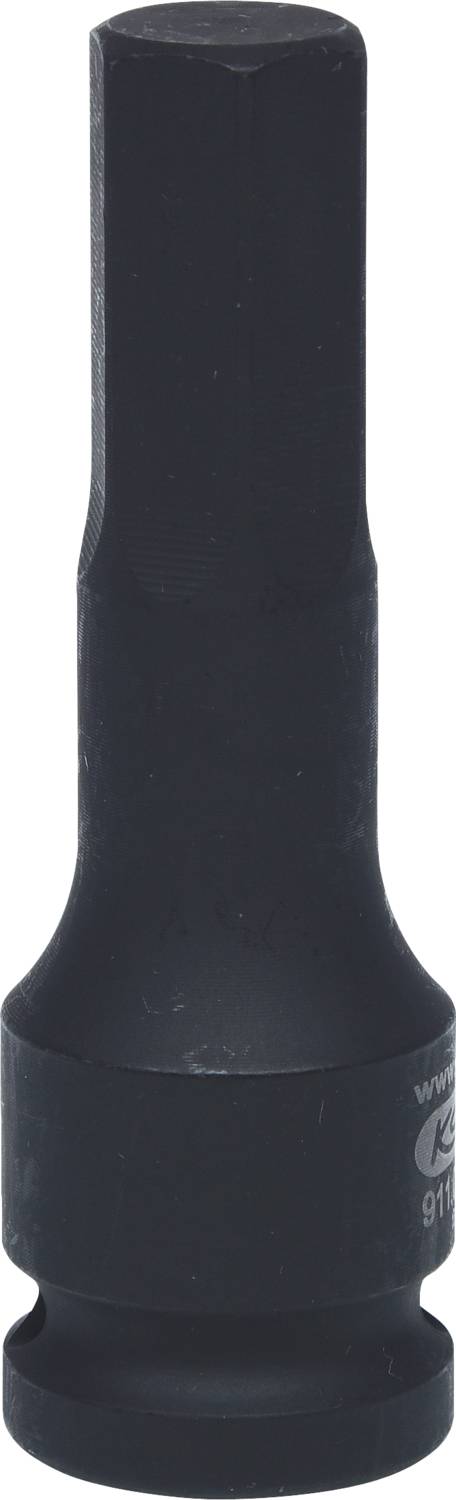 Schwarzer Steckschlüssel mit sechseckigem Kopf, geeignet für Arbeiten an mechanischen oder elektrischen Geräten.