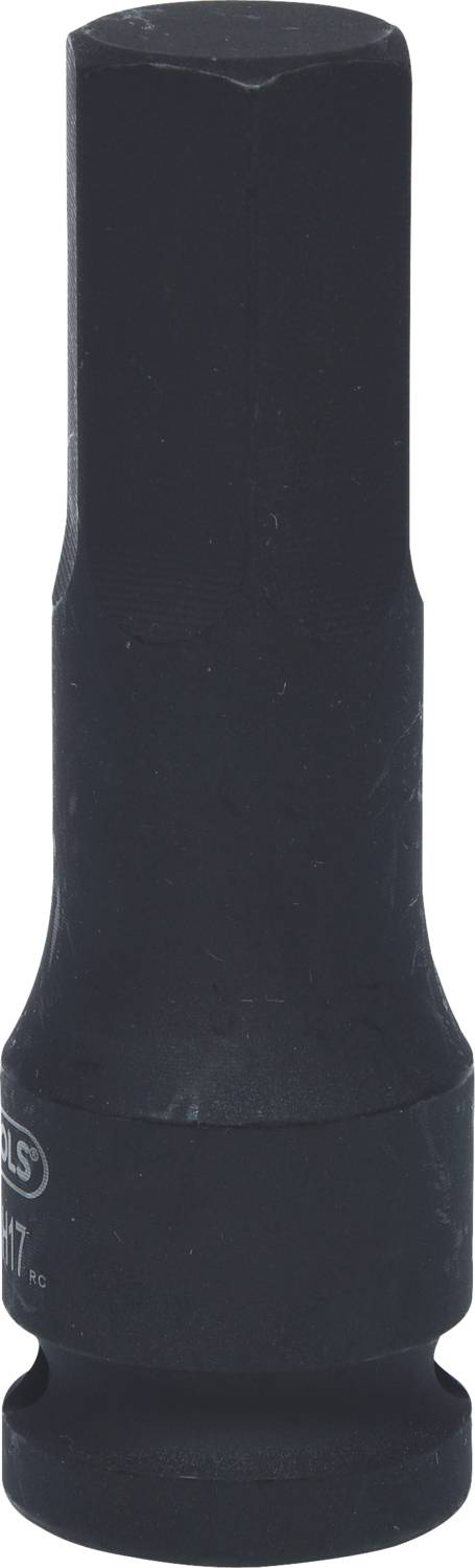 Ein schwarzer, sechseckiger Steckschlüsseladapter mit verlängerter Form, oft zur Verwendung mit Drehmomentwerkzeugen.