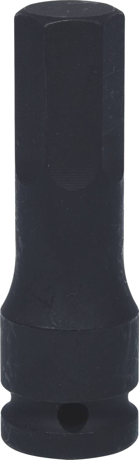 Eine schwarze, sechskantige Hex-Bit-Nuss, verwendet für den Einsatz mit einem Schraubenzieher oder Schlagschrauber zur Befestigung.