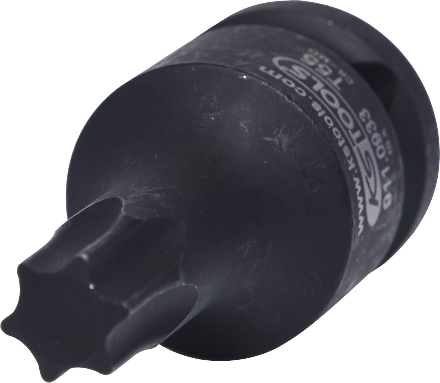 Schwarzer Stiftaufsatz mit Torx-Profil, geeignet für Schrauben mit entsprechender Kopfform.
