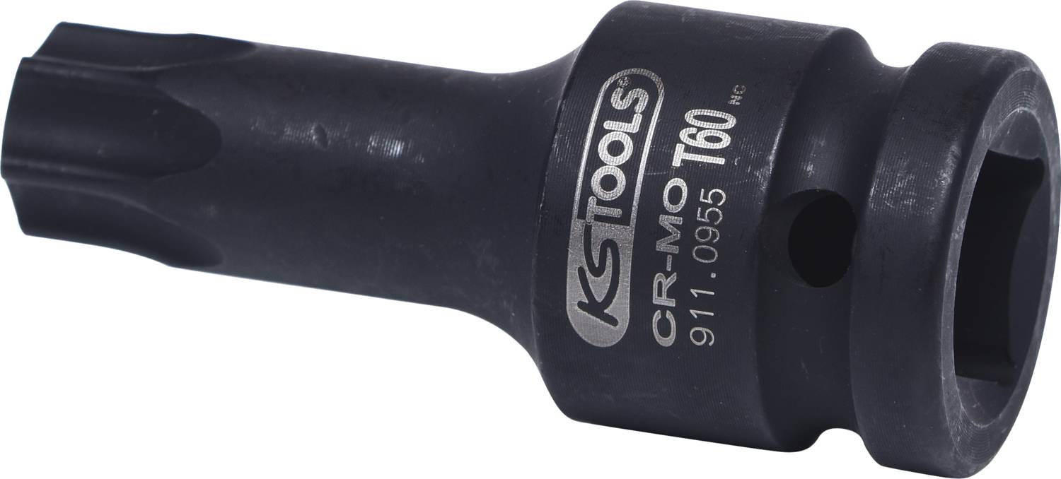 Ein schwarzer Torx-Aufsatz der Marke 'KSTools', Typ CR-MO T60.