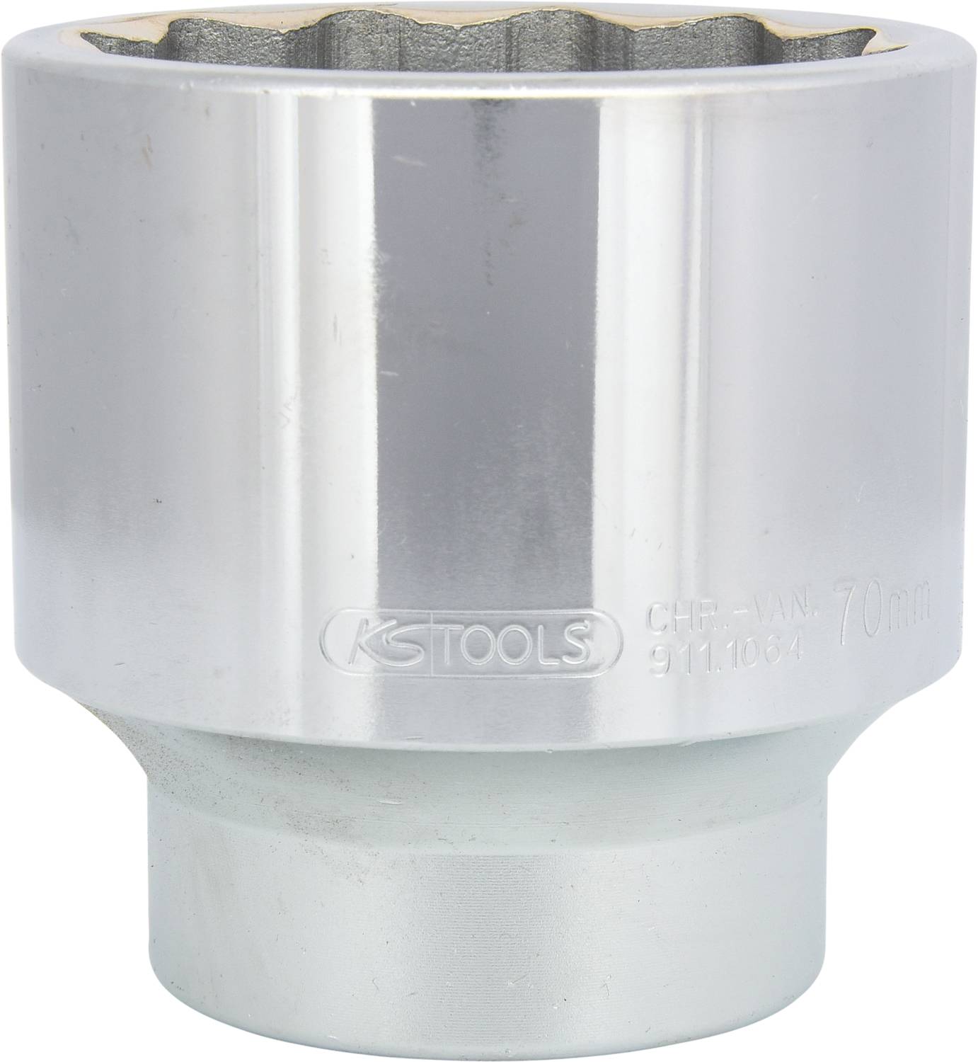 70 mm Steckschlüssel von KS Tools aus Metall, verwendet zum Lösen oder Anziehen von Schrauben oder Muttern.