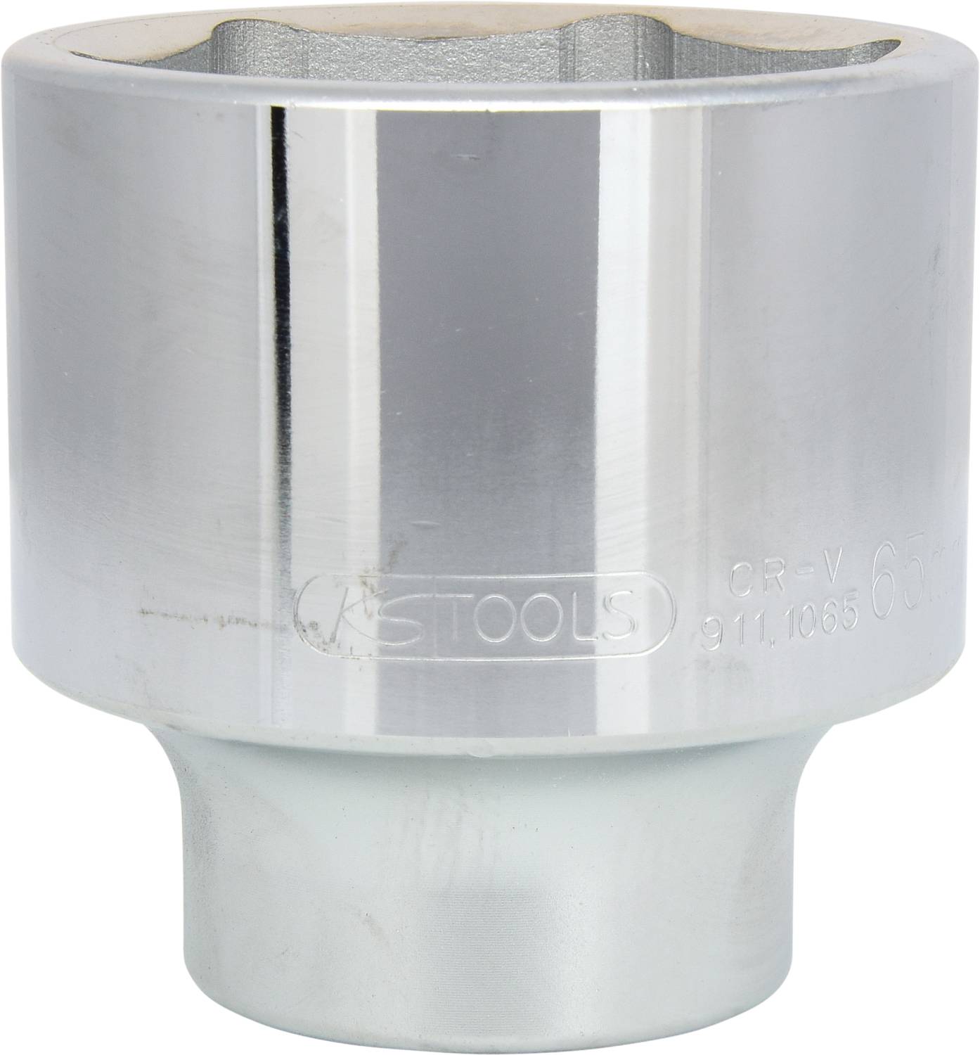 Großer Metallsteckschlüsselaufsatz aus Chrom-Vanadium-Stahl, geeignet für schwere Arbeiten. Aufschrift: 911.1085 6P 95.