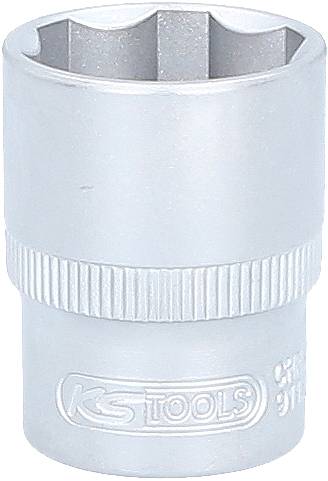 Metall-Steckschlüssel (Nuss) mit gerändeltem Griff und eingraviertem Logo 'KS Tools', für Handwerkzeuge.