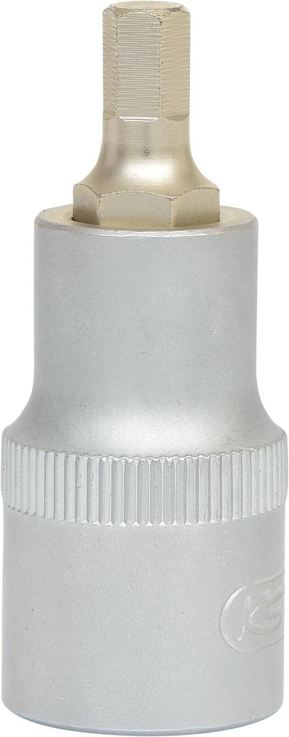 Sechskant-Bit-Aufsatz aus Metall mit gerändeltem Griff zur besseren Handhabung. Geeignet für Schraubarbeiten.