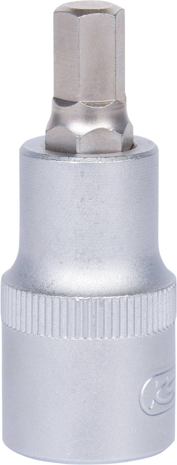 Sechskant-Bit-Einsatz aus Metall mit geriffeltem Griff. Geeignet für den Einsatz mit einem Schraubendreher oder einer Ratsche.