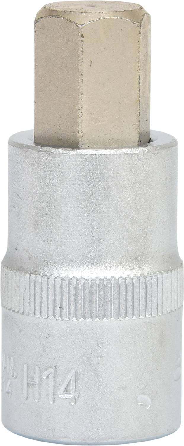 Metallschraubenschlüssel mit sechseckiger Spitze, silberfarben.