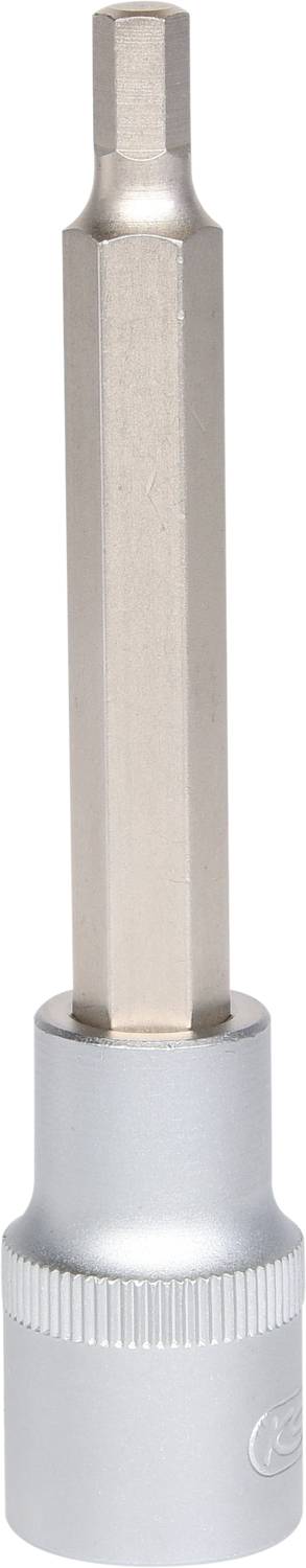 Sechskant-Bit-Aufsatz aus Metall, geeignet für Schraubarbeiten. Der Aufsatz hat eine längliche Form und besteht aus silbernem Material.