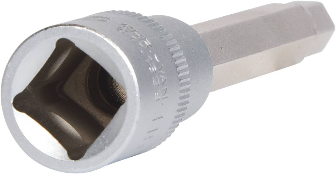 Bitadapter mit Sechskant für Schraubenschlüssel, metallisch silbern, geeignet für handwerkliche Arbeiten und Reparaturen.