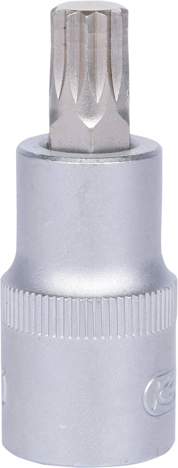 Ein silberner Torx-Steckschlüsselaufsatz, verwendet für Schraubarbeiten.