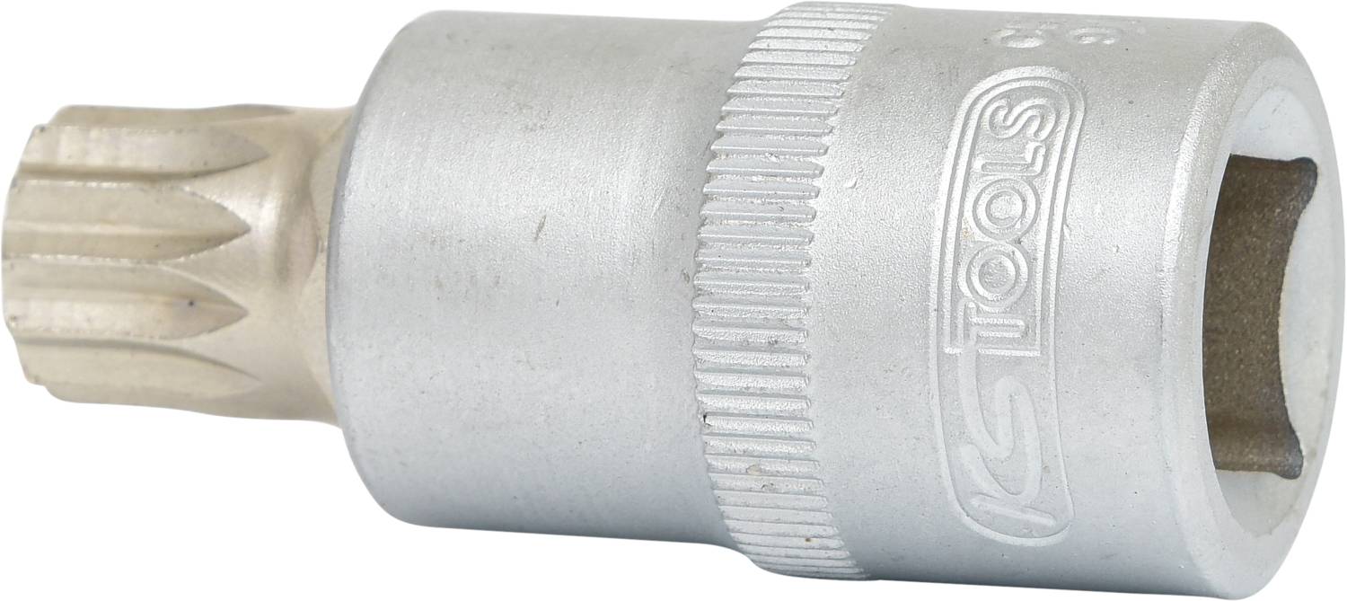 Ein silberfarbener Schraubendreheraufsatz mit einem sternförmigen Ende. Auf der Seite ist die Marke 'KS Tools' geprägt.