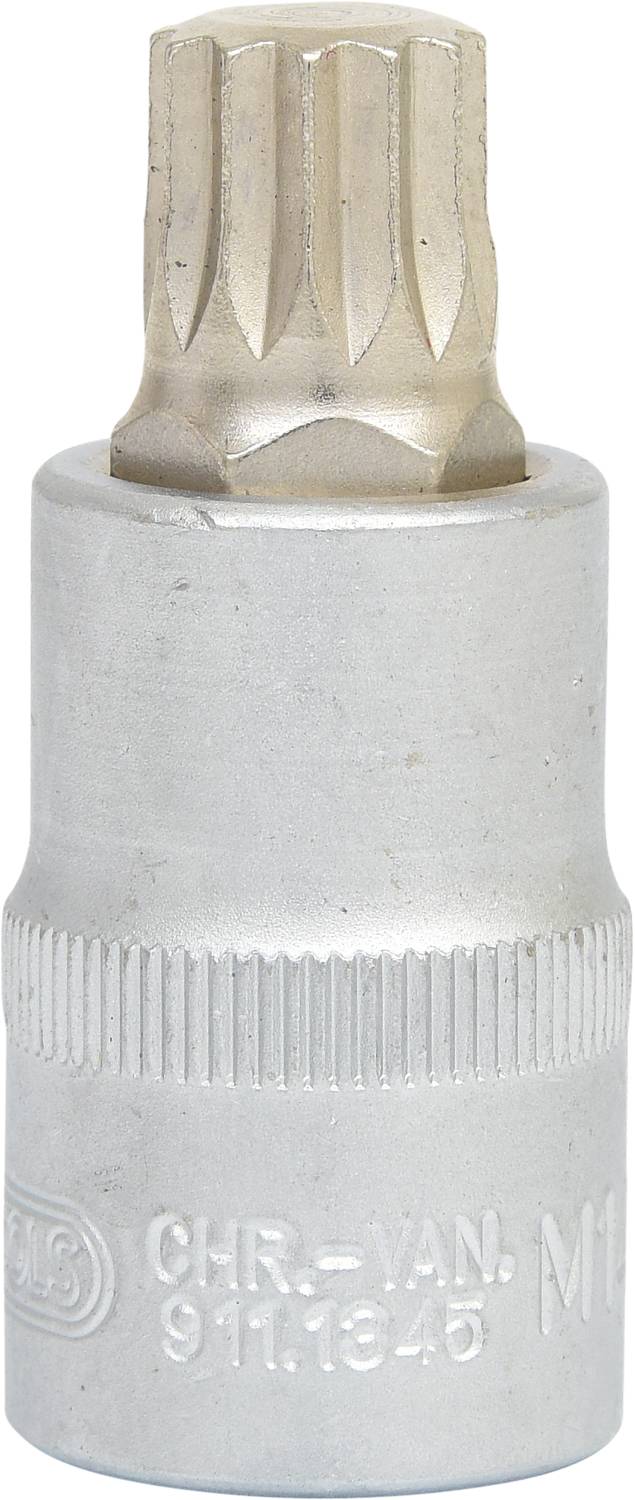 Stecknuss mit 12-Zahn-Profil, aus Metall, silberfarben, zur Drehmomentübertragung bei der mechanischen Reparatur.