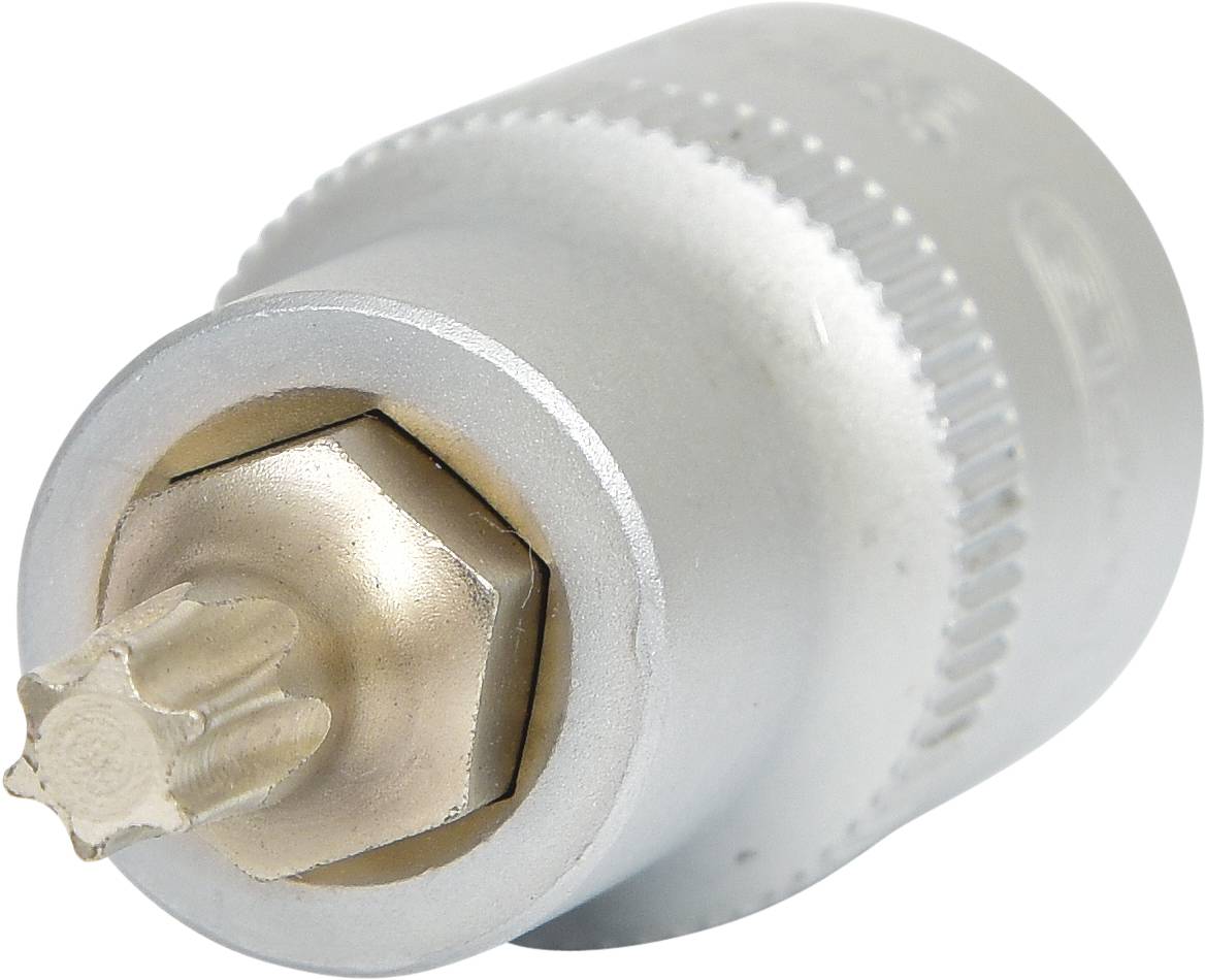 Torx-Bit-Einsatz, silberfarben, zylindrisch, Metall, verwendet für Schrauben mit Torx-Profil.