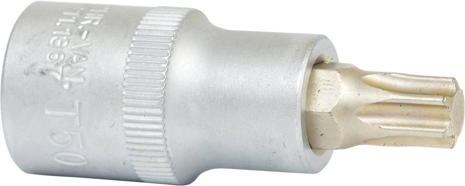 Torx-Bitaufsatz aus Metall, Größe T50, mit kurzem Schaft, für Schraubwerkzeuge.